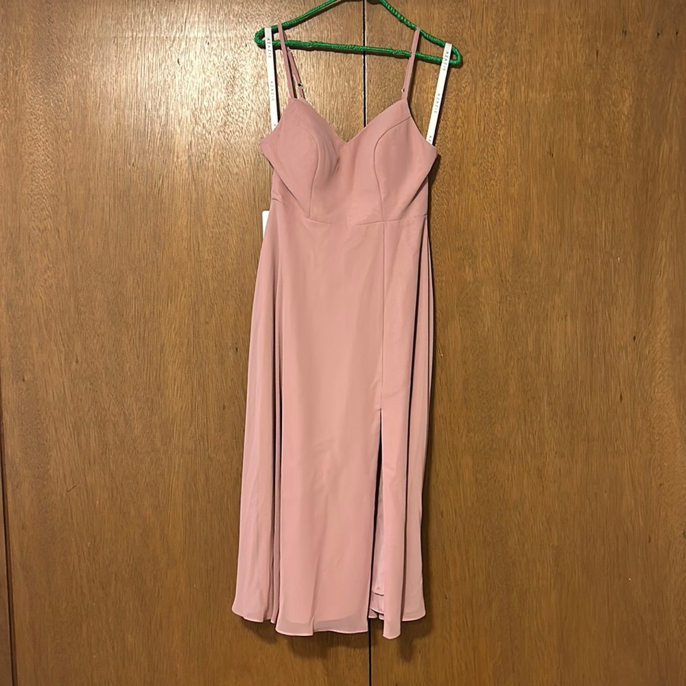 Azazie dusty rose mid length dress